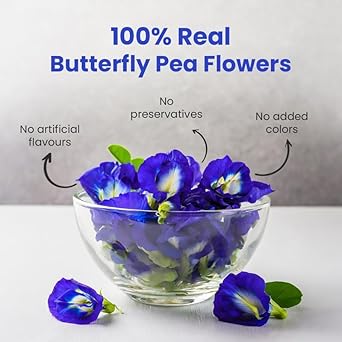 Blue Tea - Butterfly Pea Flower Tea - 60 Count - Plant Based Tea Bags | Anti-Oxidant Powerhouse | Caffeine Free - Flower Based - Herbal Tea - Detox Tea - Gluten Free - Non-Gmo | Pet Jar Packaging