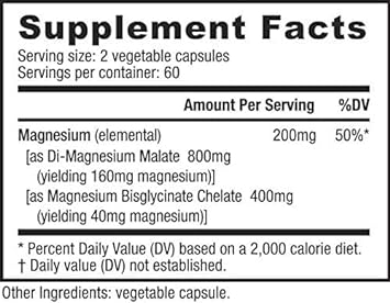NutraBio Reacted Magnesium Supplement - Muscle Relaxation - Bone Formation - 120 Vegetable Capsules, 200mg per Serving