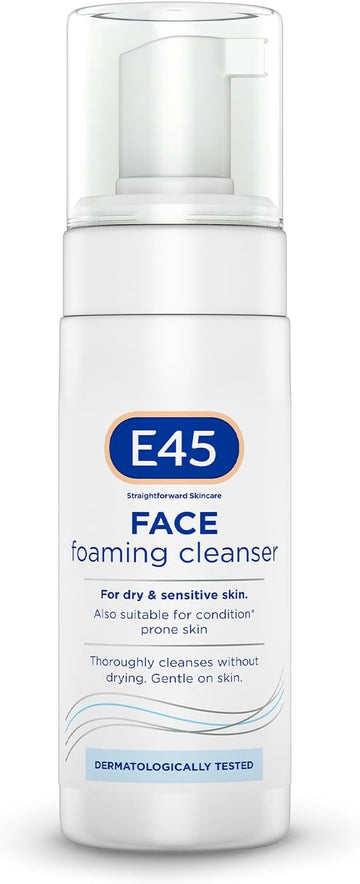 E45 Face Wash Foaming Cleanser – Daily Face Cleanser for Dry and Sensitive Skin – Gentle Facial Cleanser – Removes Excess Oil and Makeup for Clean, Soft Skin - Skin Care Facewash for Women & Mens Skin