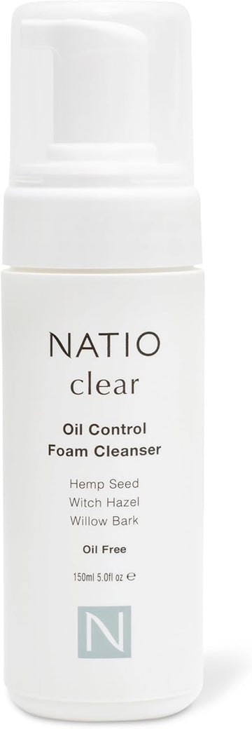 Natio Australia Clear Oil Control Foam Cleanser, 150 Ml - Acne Face Wash - Face Cleanser With Tea Tree, Witch Hazel - For Oily, Acne Prone Skin
