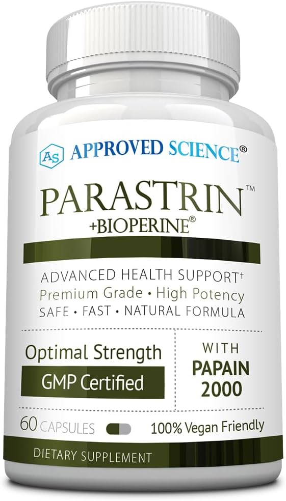 Approved Science Parastrin - 120 Capsules - Cleanse And Improve Gut Health - Black Walnut, Garlic Bulb, Papain 2000, Bioperine - Vegan