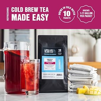 Tiesta Tea - Pineapple Sangria Cold Brew, Premium Loose Leaf Blend, Low Caffeinated Iced Tea, 10 Cold Brew Tea Packets - Brews One 64Oz Pitcher