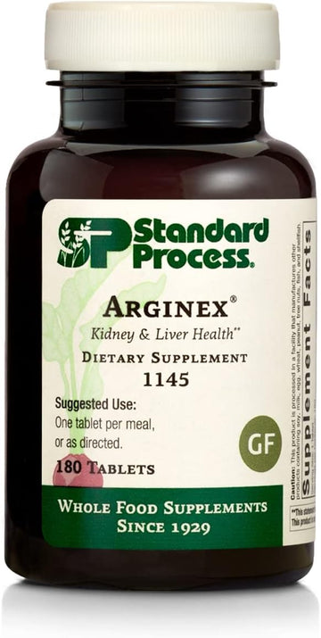Standard Process Arginex - Whole Food Formula For Body Cleanse Organs - Liver Support And Kidney Health Supplement With Vitamin A, Oat Flour, Buckwheat And Ascorbic Acid - 180 Tablets