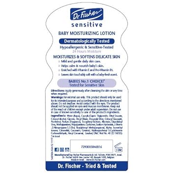 Dr. Fischer Sensitive Skin Baby Lotion, Natural And Calming For Newborns, Babies And Toddlers