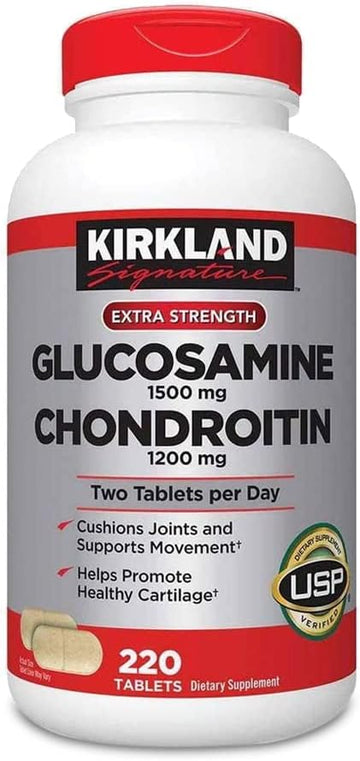 Kir-kland Signature Glucosamine HCI 1500mg Chondroitin Sulfate 1200mg 220 Tablets/New Increased Count/New Increased Count (Pack of 1)