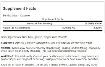 Swanson Niacinamide Carbohydrate Metabolism Joint Health Support 500 Milligrams 250 Capsules