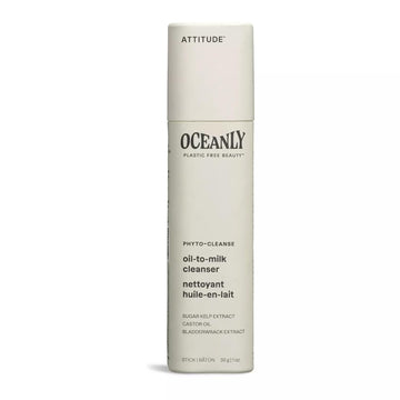 Attitude Oceanly Oil-To-Milk Face Cleanser Stick, Ewg Verified, Plastic-Free, Plant And Mineral-Based Ingredients, Vegan And Cruelty-Free Beauty Products, Phyto Cleanse, Unscented, 1 Ounce