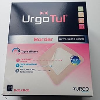 Urgotul D072890 Absorb Border Dressing, 8Cm X 8Cm, Pack Of 10