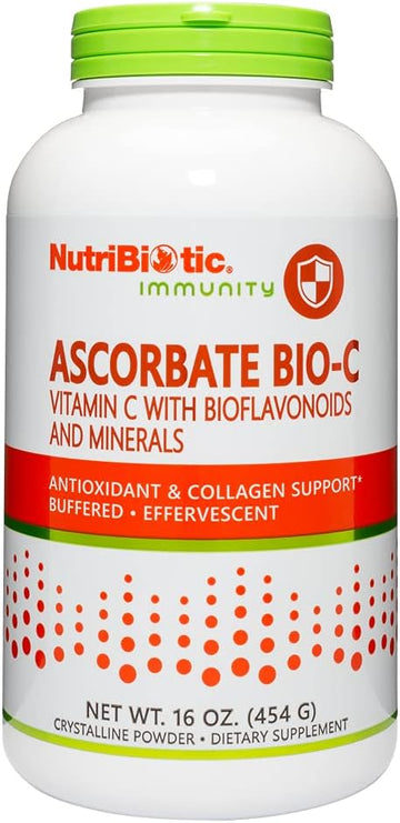 NutriBiotic - Ascorbate Bio-C, 1 | Effervescent Vitamin C Powder With Lemon Bioavonoids & Minerals Calcium, Magnesium, Zinc, Selenium & More | Bioavailable Antioxidant & Collagen Support | Vegan