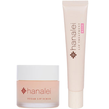 Hanalei Sugar Lip Scrub And Lip Treatment (Rose) Bundle, Made With Raw Cane Sugar And Real Hawaiian Kukui Nut Oil (Cruelty Free, Paraben Free)