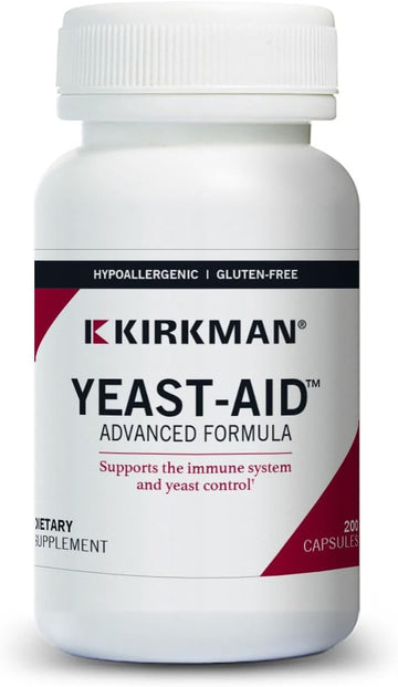 Kirkman - Yeast Aid Advanced Formula - 200 Capsules - Supports Yeast Control - Immune System Support - Hypoallergenic