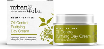 Urban Veda Oil Control Purifying Day Cream | Active Neem & Tea Tree| Face Care | Oily & Congested Skin| Natural Face Moisturiser With Bha | Vegan | Moisturiser Face Women | Collagen Face Cream | 50 Ml