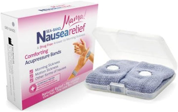 Sea-Band Mama! Travel & Motion Sickness, Nausea And Morning Sickness Relief Acupressure Wristbands (Grey), 1 Pair