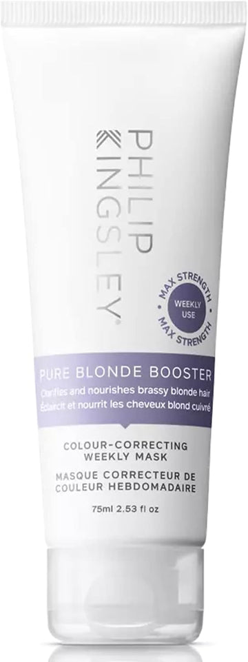 Philip Kingsley | Pure Blonde Booster Purple Mask | Colour Correcting Weekly Mask | For Blonde, Silver, Grey Platinum, Bleached, Brassy Hair | Toner For Orange Brassiness And Yellow Tones | 75Ml
