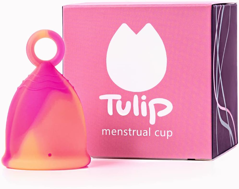 Menstrual Cup with Ring Easy Removal - Sustainable Tampon and Pad Alternative - Soft Flexible No Leak 12 Hr Protection 100% Medical Grade Silicone - Reusable - (Small)(Pink) 1 1.0 Count