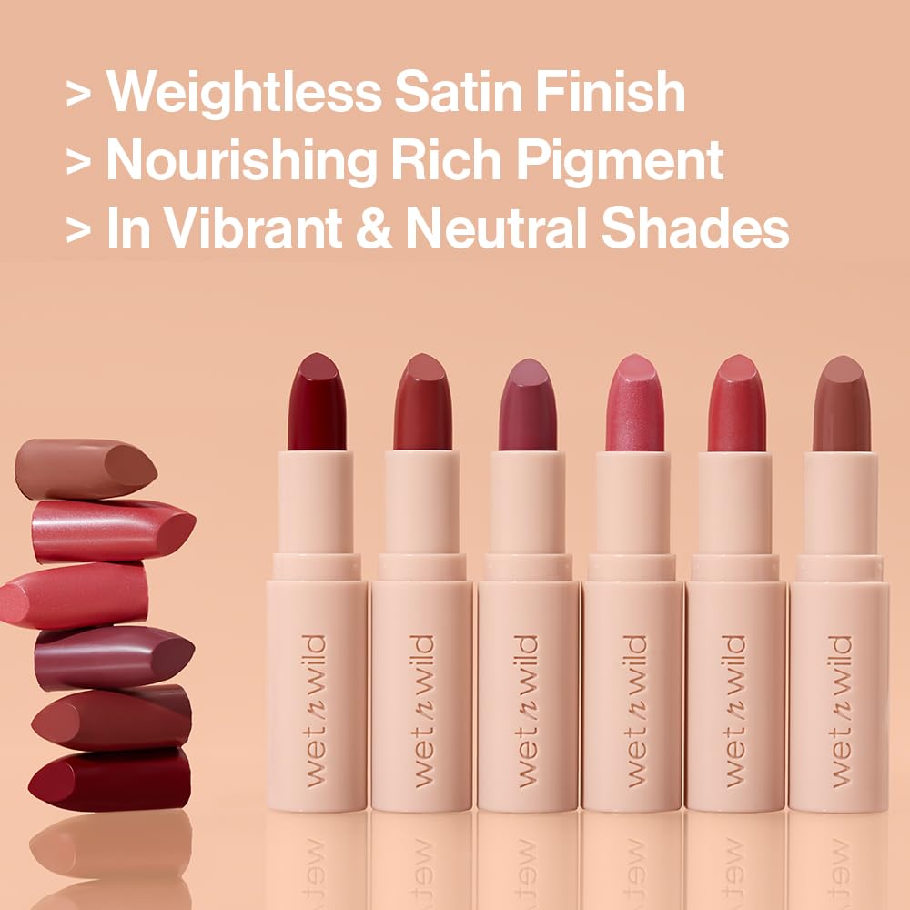 wet n wild Mega Last Rich Satin Lip Color, Rich Creamy Color with Satin Finish, Infused with Vitamin E & Moisturizing Argan Oil, Lightweight, Silky-Smooth, Vegan & Cruelty-Free - Disco Rose : Beauty & Personal Care