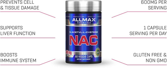 Allmax Nac - 60 Veggie Capsules - Immune Support & Free Radical Protection - 60 Servings