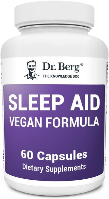 Dr. Berg Sleep Aid Vegan Formula  Natural Rest Support - Fatigue And Stress Support Capsule Helps Calm Body And Mind  Best Non Habit Forming Supplements - 60 Capsules