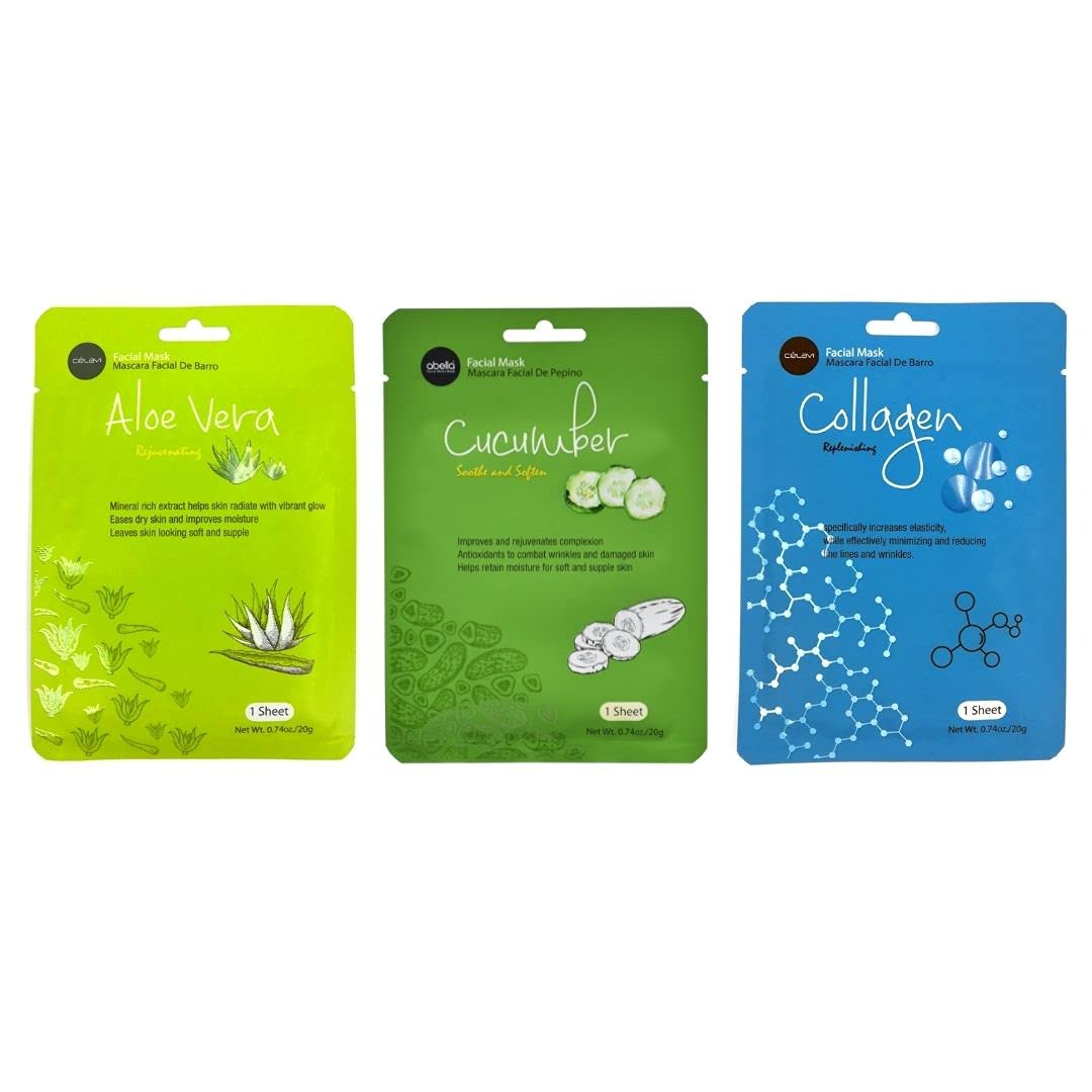 Celavi Essence Face Mask Paper Sheet Korea Skin Care Moisturizing 12 Pack Classic Facial Beauty : Beauty & Personal Care