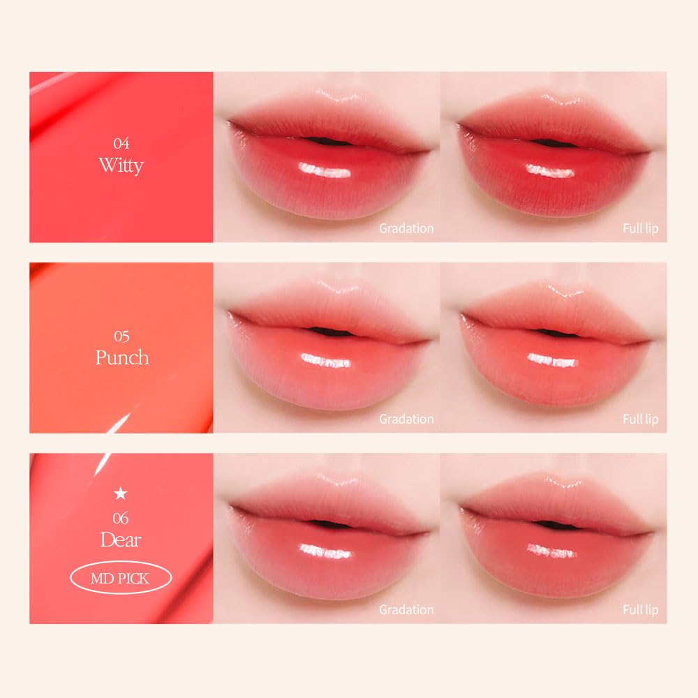 Cosnori Flow Wave Lip Tint - Vegan Glassy Lip Gloss, Lightweight & Long-Lasting, Plant-Derived Oil Moisturizer, K-Beauty (04 Witty)