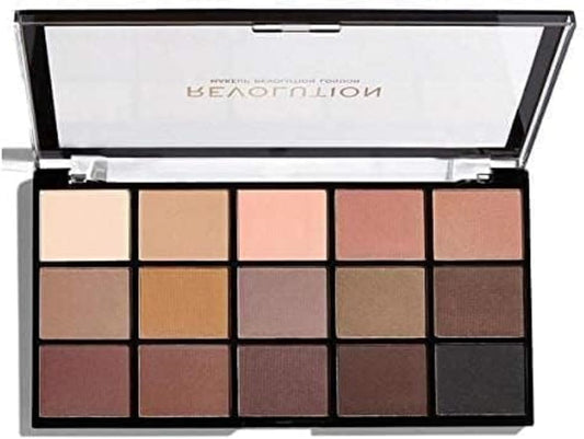 Makeup Revolution Reloaded Eyeshadow Palette, Matte Eye Colours, 15 Shades, Basic Mattes, 16.5G