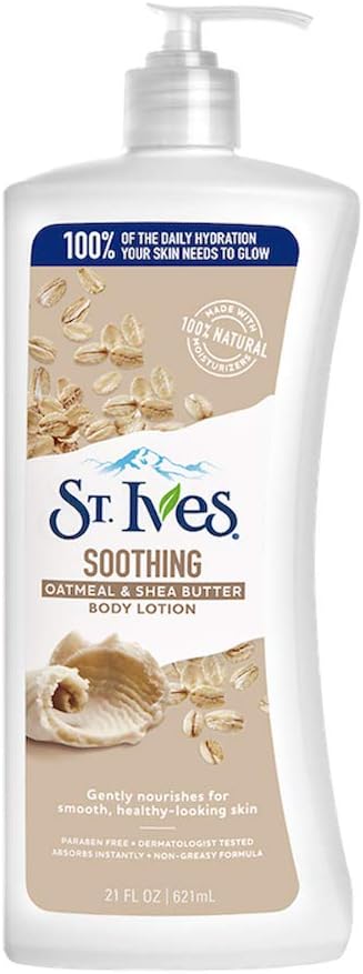 St. Ives Soothing Hand And Body Lotion Moisturiser For Dry Skin Oatmeal And Shea Butter Made With 100 Percent Natural Moisturisers 21 Oz, 621Ml