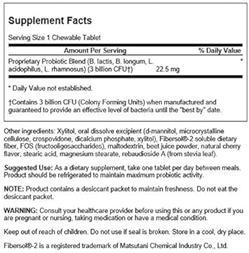 Swanson Probiotic For Kids Natural Cherry Flavored 3 Billion Cfu 60 Chwbls