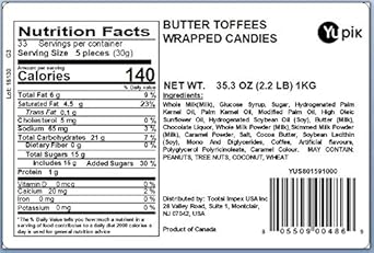 Yupik Candy, Butter Toffees Wrapped, 2.2 Lb, Pack Of 1