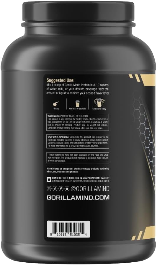 Gorilla Mode Premium Whey Protein - Vanilla Ice Cream / 25 Grams of Whey Protein Isolate & Concentrate/Recover and Build Muscle (30 Servings)