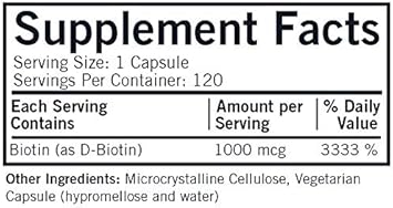 D-Biotin 1000 Mcg Capsules - Hypo - 120 Count