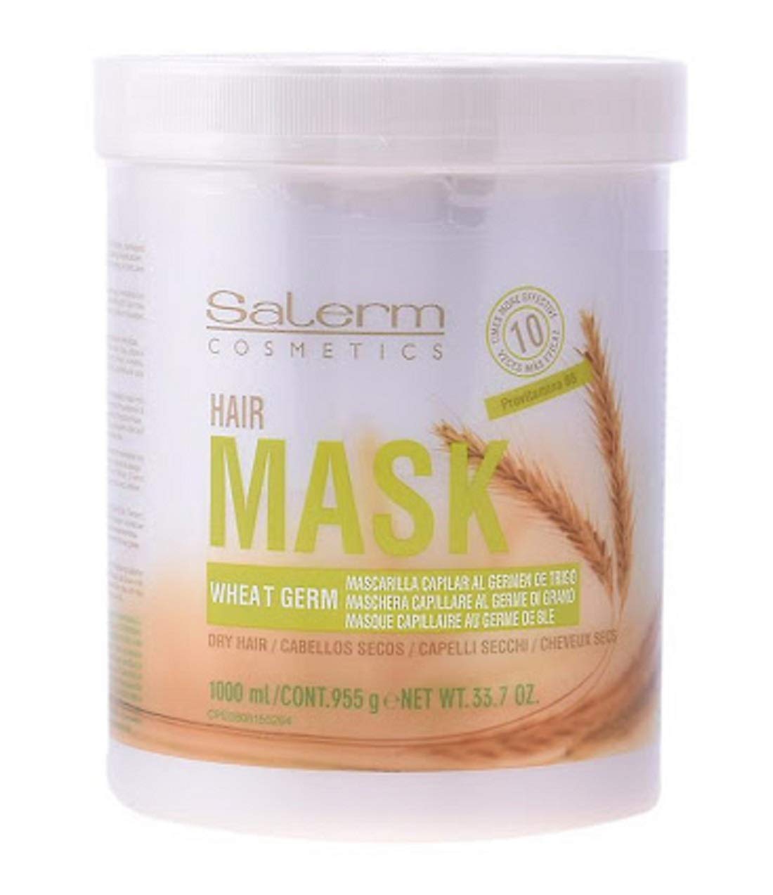 Salerm Cosmetics Wheat Germ Capillary Mask For Dry Hair 33.7 Oz 1000 Ml | Provitamins B5, Large Liter Size : Beauty & Personal Care