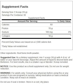 Swanson Real Food Bone Broth Collagen - Natural Flavor 16.9 Oz Pwdr