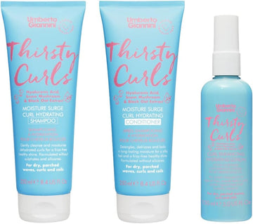 Umberto Giannini Thirsty Curls Curl Kit - Hydrating Shampoo & Conditioner, Overnight Treatment Mask & Curl Styling Lotion - For Dry & Dehydrated Curls, 860.0 Millilitre