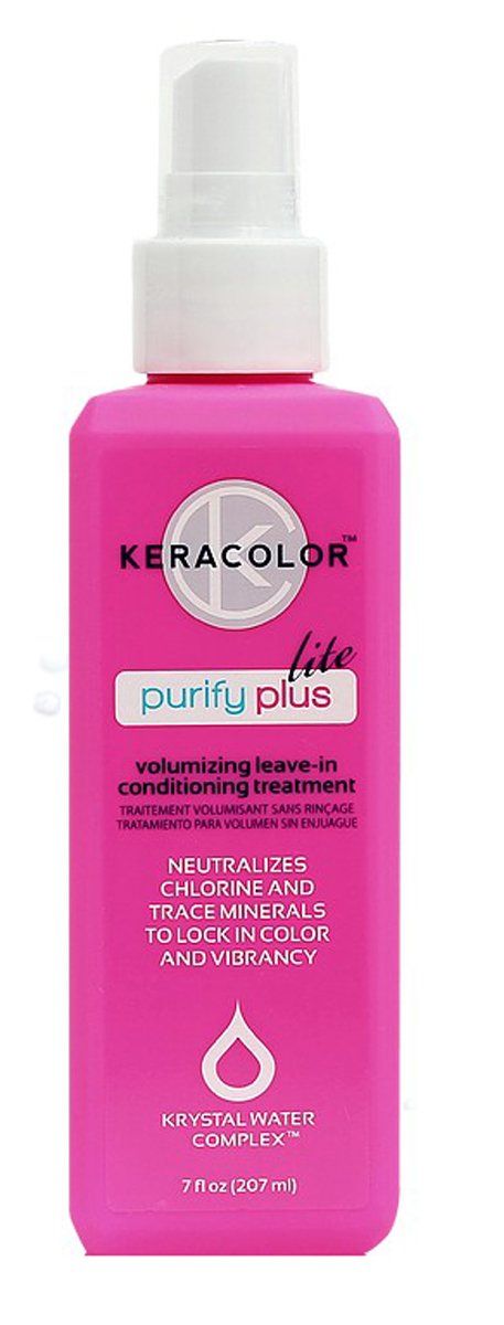 KERACOLOR Keratin Leave in Conditioner for Color Treated Spray with Oil Detangler Curly Hair Paraben Gluten and Vegan Free Purify Plus Lite, Coconut, 7 Fl Oz