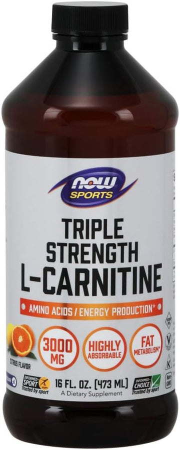 Now Sports Nutrition, L-Carnitine Liquid, Triple Strength 3000 Mg, Citrus, 16-Ounce