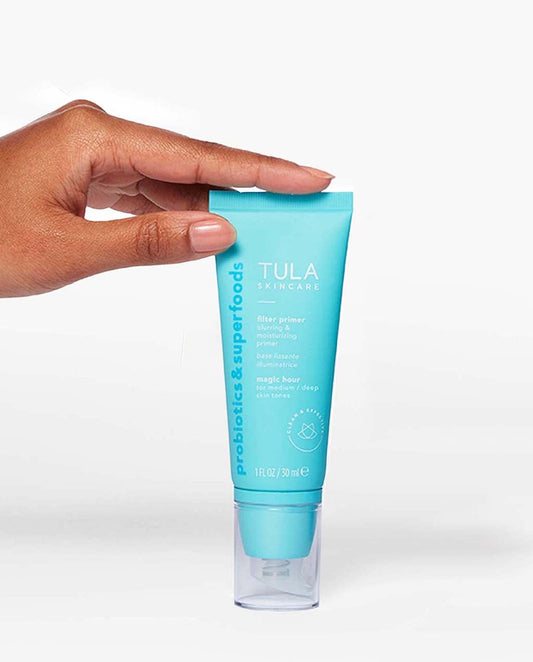 Tula Skin Care Face Filter Blurring And Moisturizing Primer - Magic Hour, Evens The Appearance Of Skin Tone & Redness, Hydrates & Improves Makeup Wear, 1Fl Oz