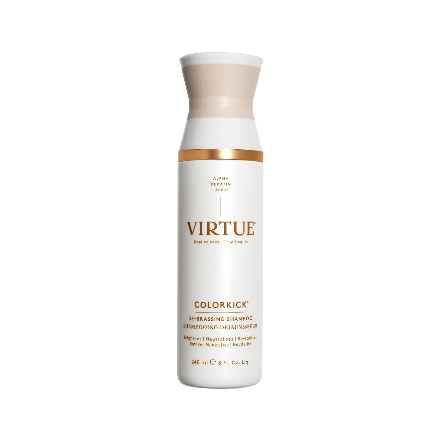 Virtue De-Brassing Shampoo, Natural Color Toner, Brightens And Revitalizes All Color-Treated Hair, Colorkick, 8 Fl Oz