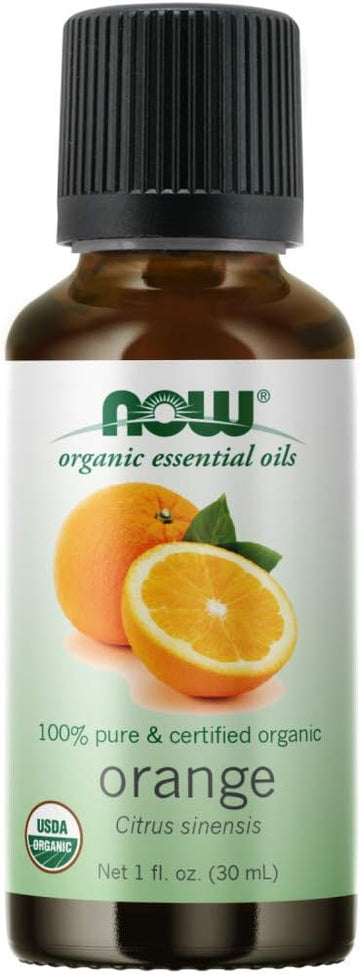 Now Essential Oils, Organic Orange Oil, Uplifting Aromatherapy Scent, Cold Pressed, 100% Pure, Vegan, Child Resistant Cap, 1-Ounce
