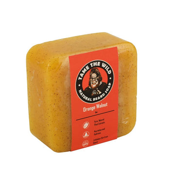 Orange Walnut Beard Soap – Exfoliating Beard Wash & Face Scrub – Shea Butter & Coconut Oil – 5 Oz Bar