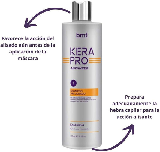 Bmt Kerapro Advanced Shampoo Pre Straightening 300 Ml, 300 G, 300 Ml, 1