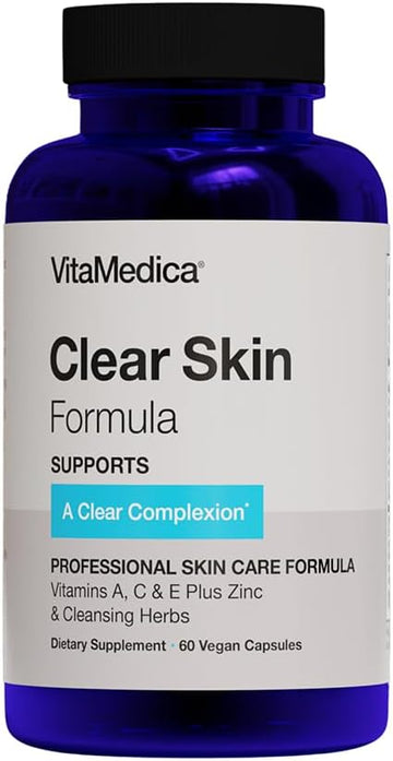 Vitamedica Clear Skin Vitamin Formula | Acne Supplement For Skin Clearing | Breakout Treatment For Women And Men | Vitamins A, C, E, Selenium, Chromium, And Zinc For Acne And Skin Health | 60 Count