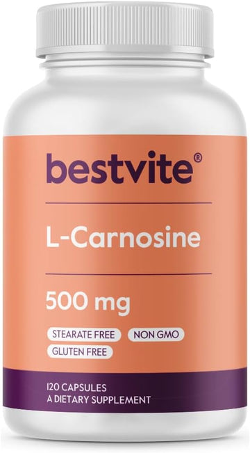 Bestvite L-Carnosine 500Mg Per Capsule (120 Capsules) No Fillers - No Stearates - Non Gmo - Gluten Free