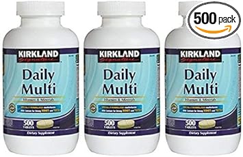 Kirkland Signature Daily Multi Vitamins & Minerals Tablets, 500-Count Bottle (3 Pack)