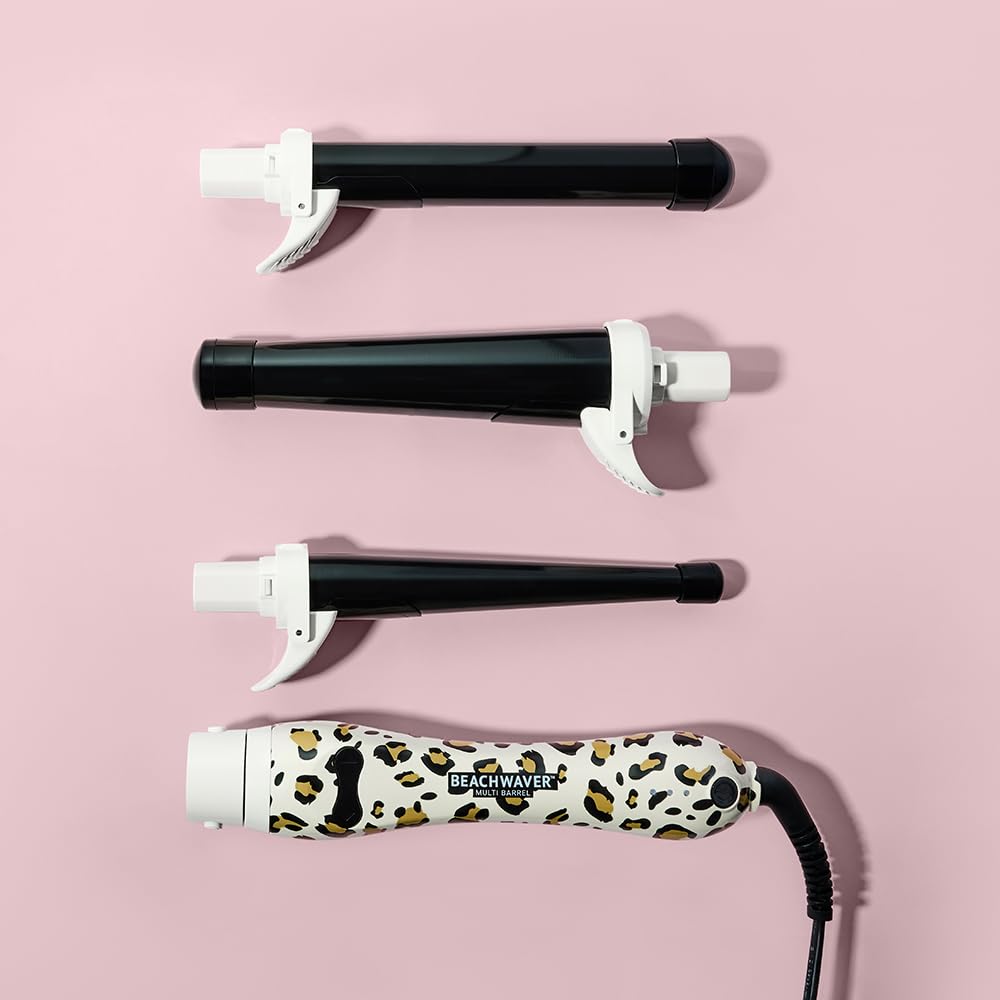 The Beachwaver Co. Multi Barrel Beachwaver - Classic Catwalk | Professional Ceramic Rotating Curling Iron W/ 3 Attachments | Adjustable Heat, Ergonomic Handle, Travel-Friendly | B-Series (Bwib3N1C)