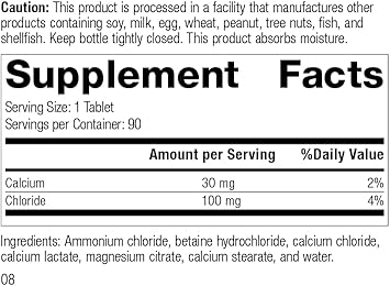 Standard Process Cal-Amo - Cellular Ph Support And Lung Support Supplement With Magnesium Citrate, Calcium Chloride, Calcium Lactate, Ammonium Chloride, And More - 90 Tablets