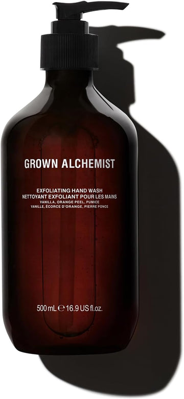 Grown Alchemist Exfoliating Hand Wash - Luxury Vanilla, Orange, Pumice, Organic Hand Soap - Natural Vegan Bioactive Botanicals For Sensitive Skin, Moisturising, Hydrating - Liquid Gel Handwash 500 Ml