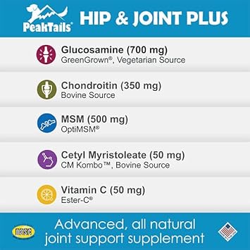 Kala Health Peaktails Hip & Joint Plus For Dogs – 90 Tablets, Glucosamine, Chondroitin, Optimsm & Ester-C – Supports Joint Mobility & Comfort : Pet Supplements And Vitamins : Pet Supplies