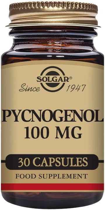 Solgar Pycnogenol 100 Mg, 30 Vegetable Capsules - Antioxidant Protection - Healthy Leg & Vein Support - Non-Gmo, Vegan, Gluten Free, Dairy Free, Kosher - 30 Servings