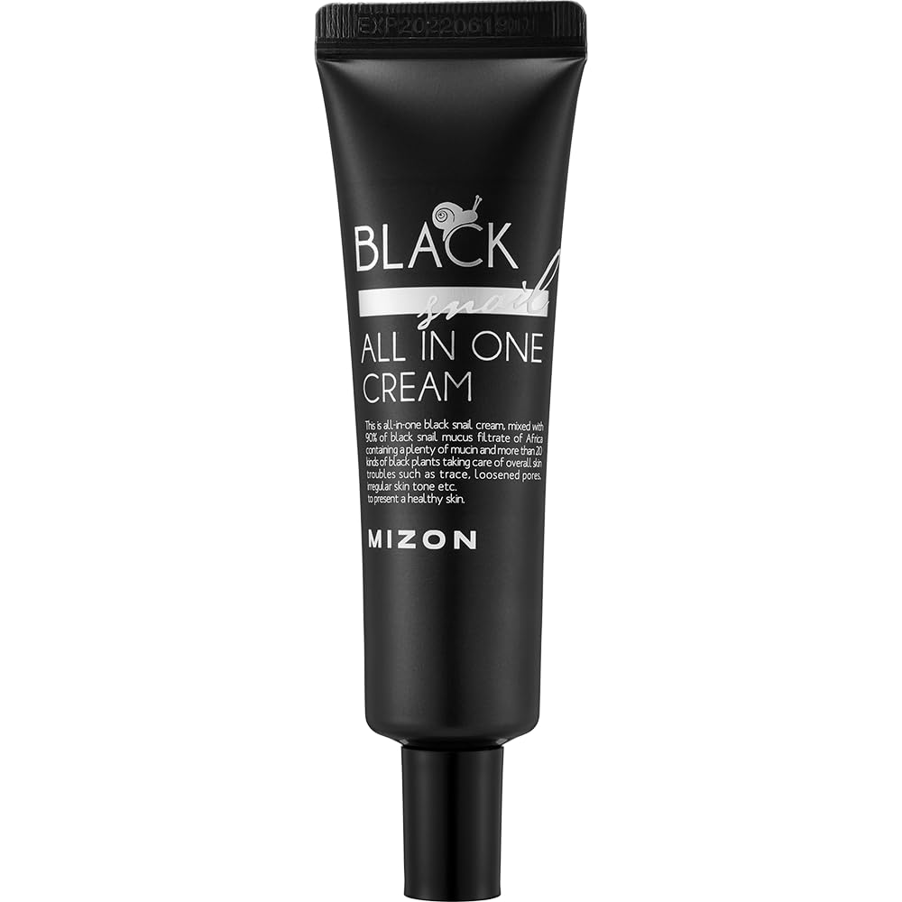 Mizon Black Snail All In One Cream Intensive Korean Skin Care Facial Moisturizing Snail Mucin Extract Travel Size (1.18 Fl Oz)