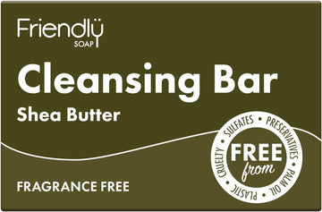 Friendly Soap - Shea Butter Cleansing Bar (95G) Natural Cleansing Bar, Fragrance-Free, Plant-Based, Cruelty-Free, Made By Hand, No Preservatives Or Sulphates, Sustainable